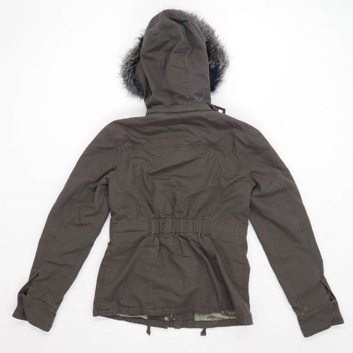 Joe Browns Womens Size 8 Cotton Blend Brown Hooded Coat