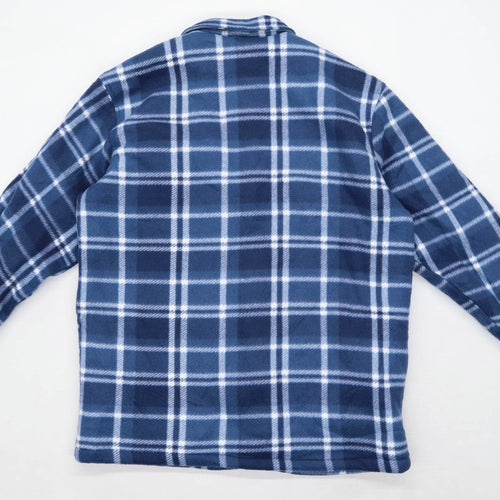 Tom Hagan Mens Size L Fleece Blend Check Blue Jacket