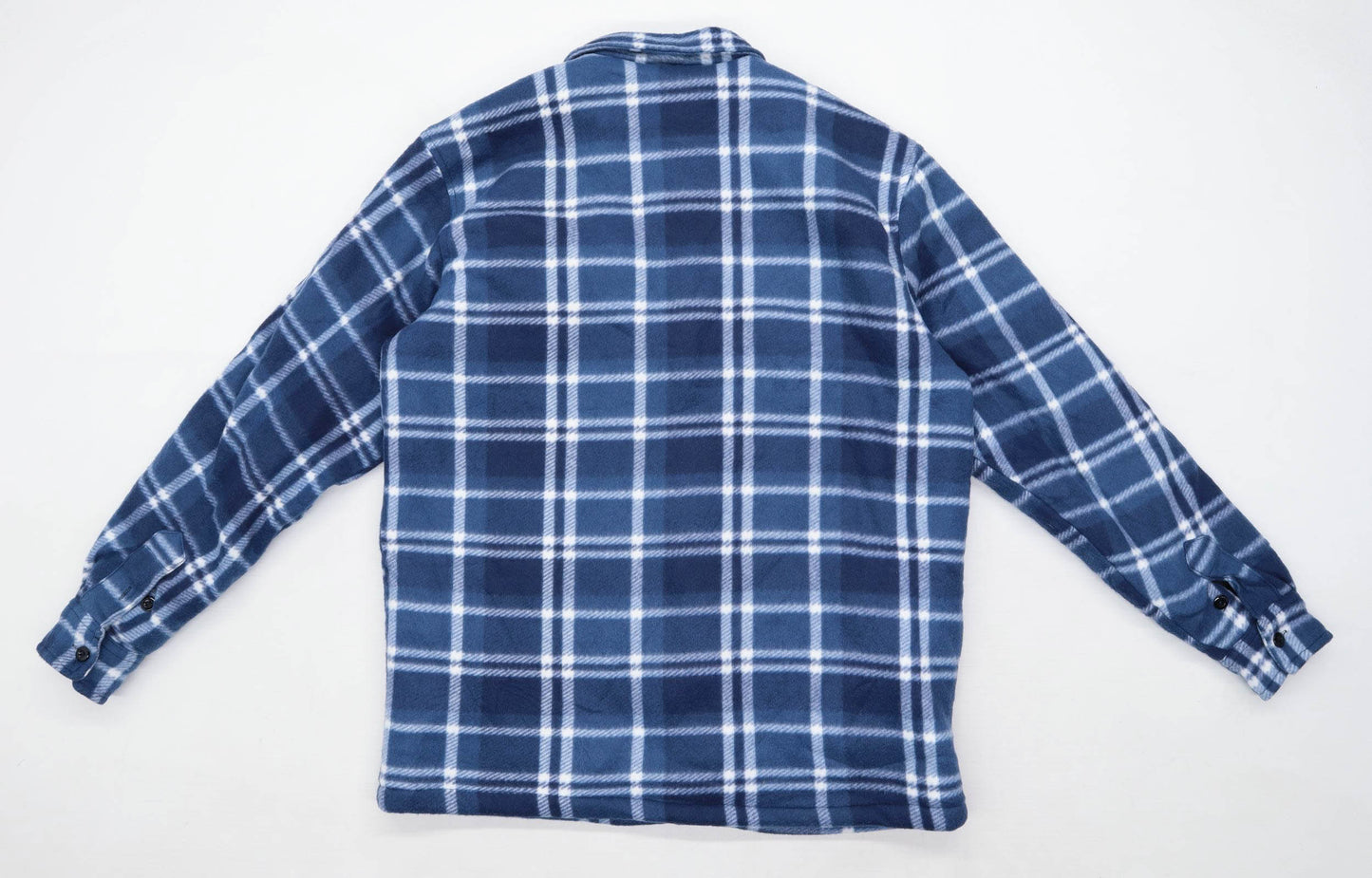 Tom Hagan Mens Size L Fleece Blend Check Blue Jacket