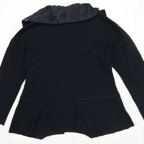 Gold Womens Size 14 Wool Black Frill Cardigan (Regular)
