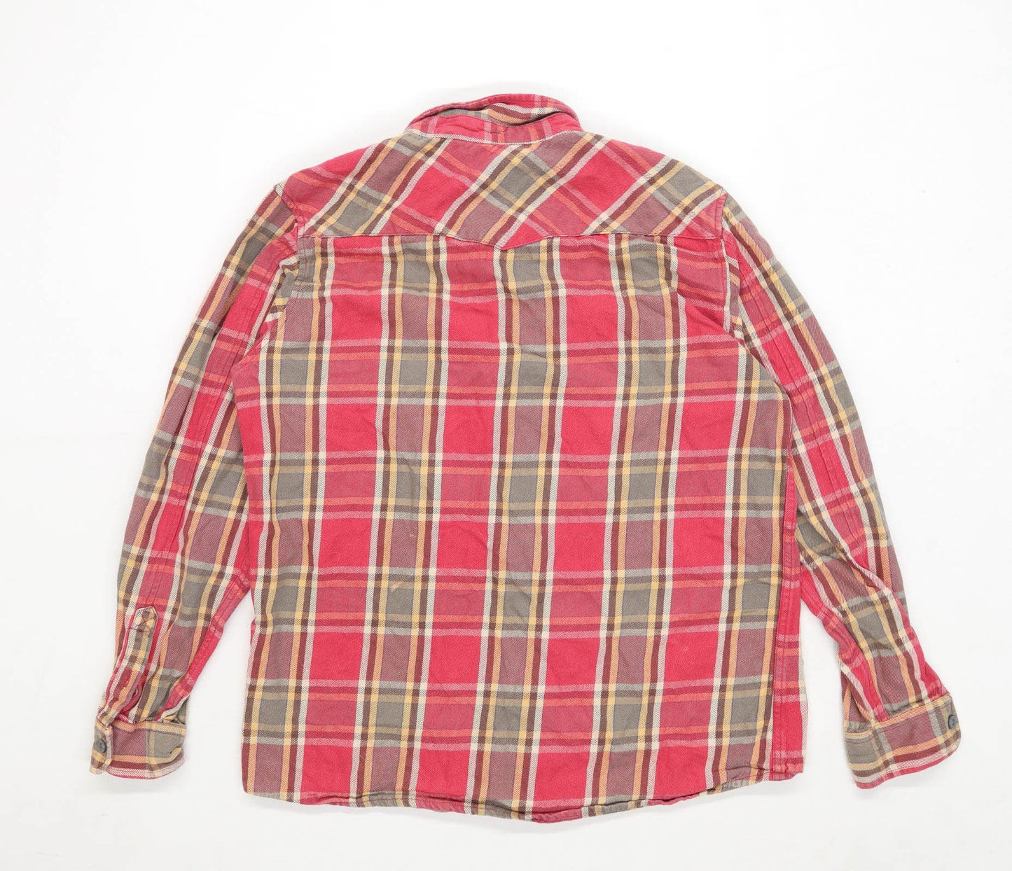 South Mens Size L Cotton Check Red Casual Shirt