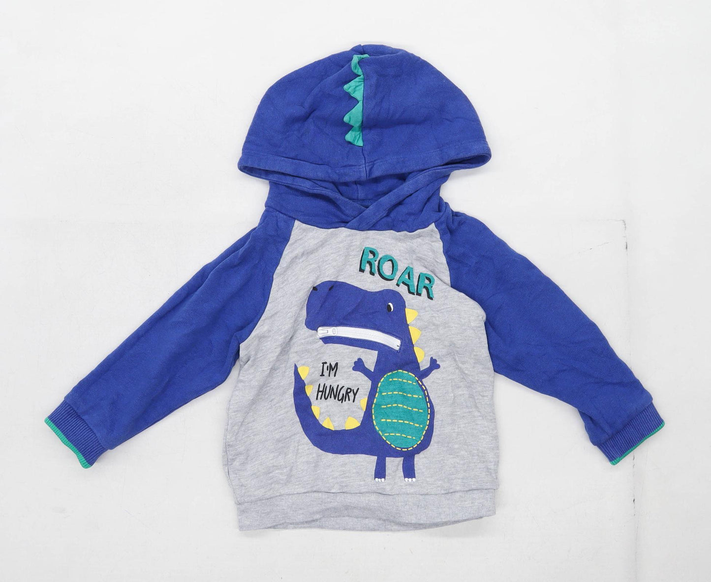 Matalan boys Blue Dinosaur Hoodie Age 2-3 Years