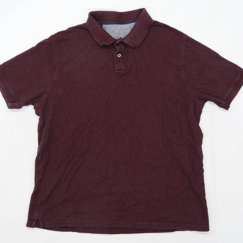 Marks & Spencer Mens Size L Cotton Burgundy Polo Shirt