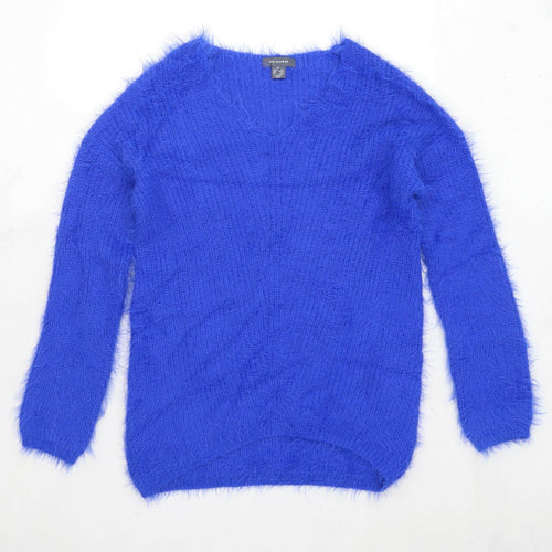 Primark Womens Size 6-8 Blue Fluffy Jumper (Regular)