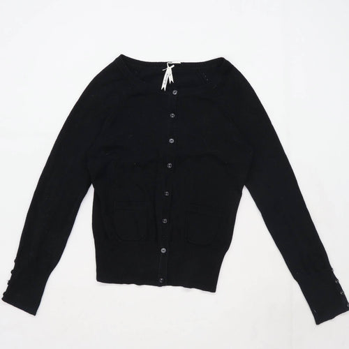 Red Herring Womens Size 8 Cotton Blend Black Cardigan (Regular)