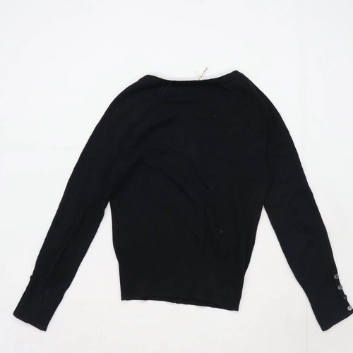 Red Herring Womens Size 8 Cotton Blend Black Cardigan (Regular)