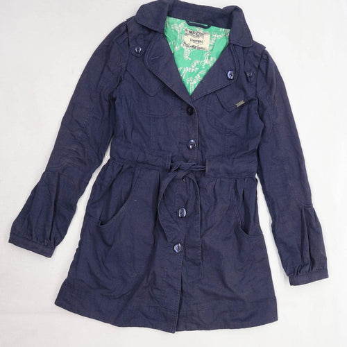 Numph Womens Size 12 Blue Trench Coat