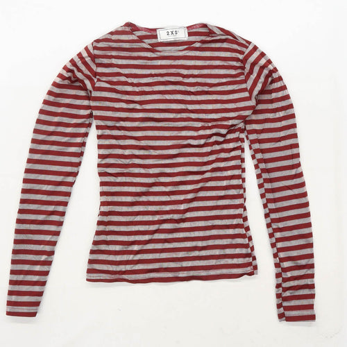 2XS Clothing Womens Size S Striped Burgundy T-Shirt (Regular)