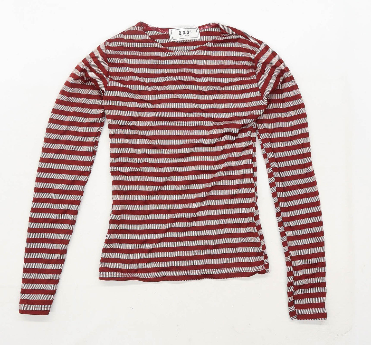2XS Clothing Womens Size S Striped Burgundy T-Shirt (Regular)