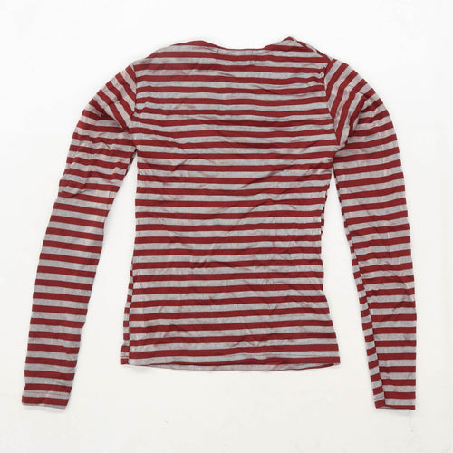 2XS Clothing Womens Size S Striped Burgundy T-Shirt (Regular)