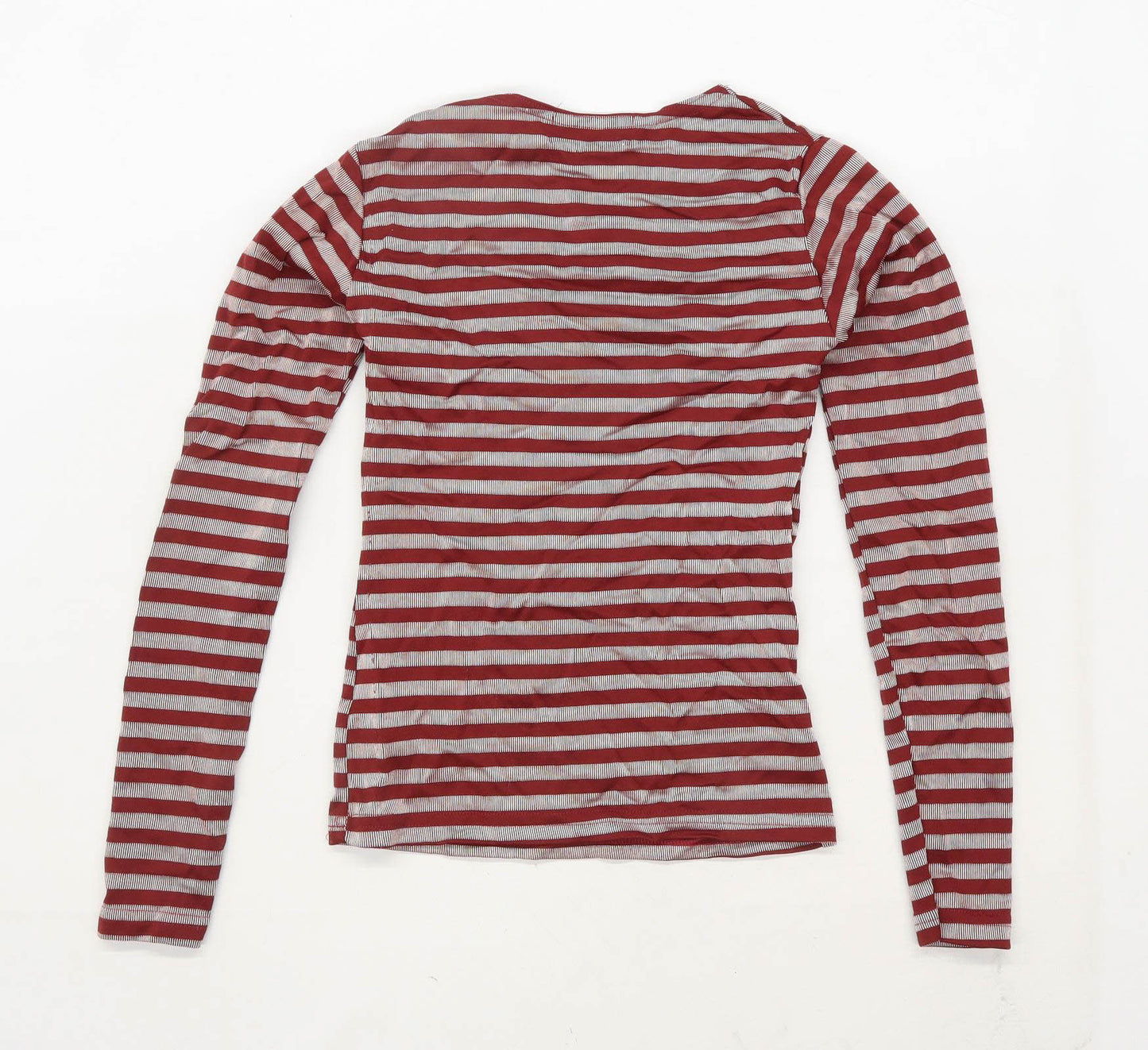 2XS Clothing Womens Size S Striped Burgundy T-Shirt (Regular)
