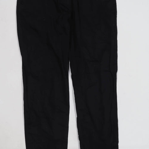 Womens H&M Black Cotton Blend Trousers Size 10/L25