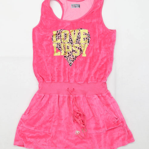 Lipsy Womens Size 14-16 Graphic Strappy Pink Love Lipsy Dress (Regular)