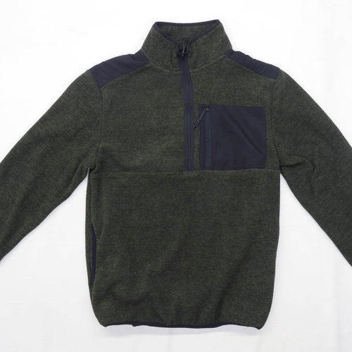 Primark Mens Size XS Fleece Green Half Zip Jacket