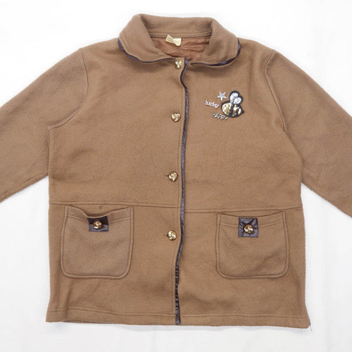 Anne De Lancay Womens Size M Fleece Brown Bumble Bee Jacket