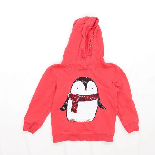 Bluezoo Boys Graphic Red Penguin Hoodie Age 4-5 Years