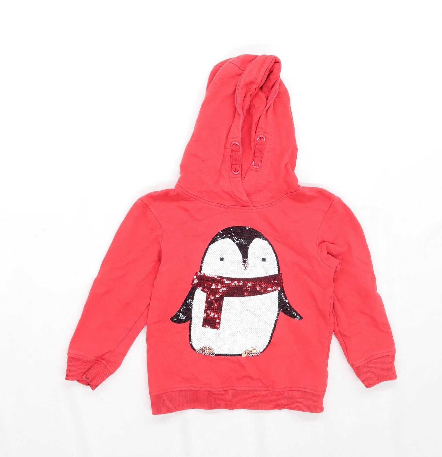 Bluezoo Boys Graphic Red Penguin Hoodie Age 4-5 Years