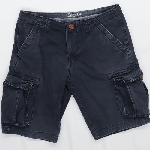 Twisted Soul Mens Grey Denim Shorts Size W30/L10