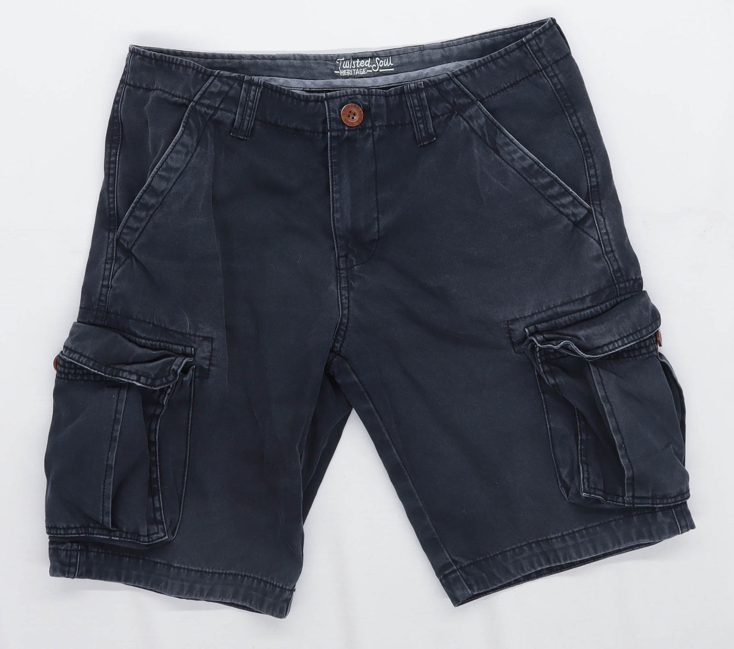 Twisted Soul Mens Grey Denim Shorts Size W30/L10