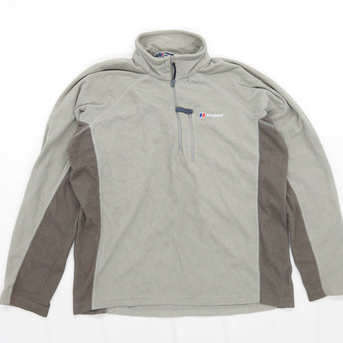 Berghaus Mens Size L Fleece Graphic Green Half Zip Jacket