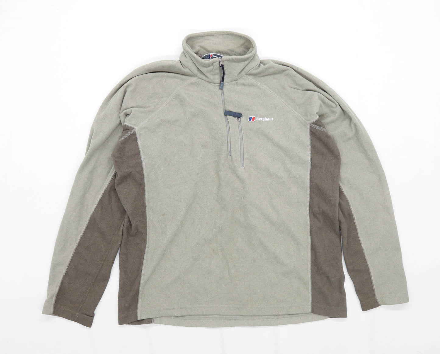 Berghaus Mens Size L Fleece Graphic Green Half Zip Jacket