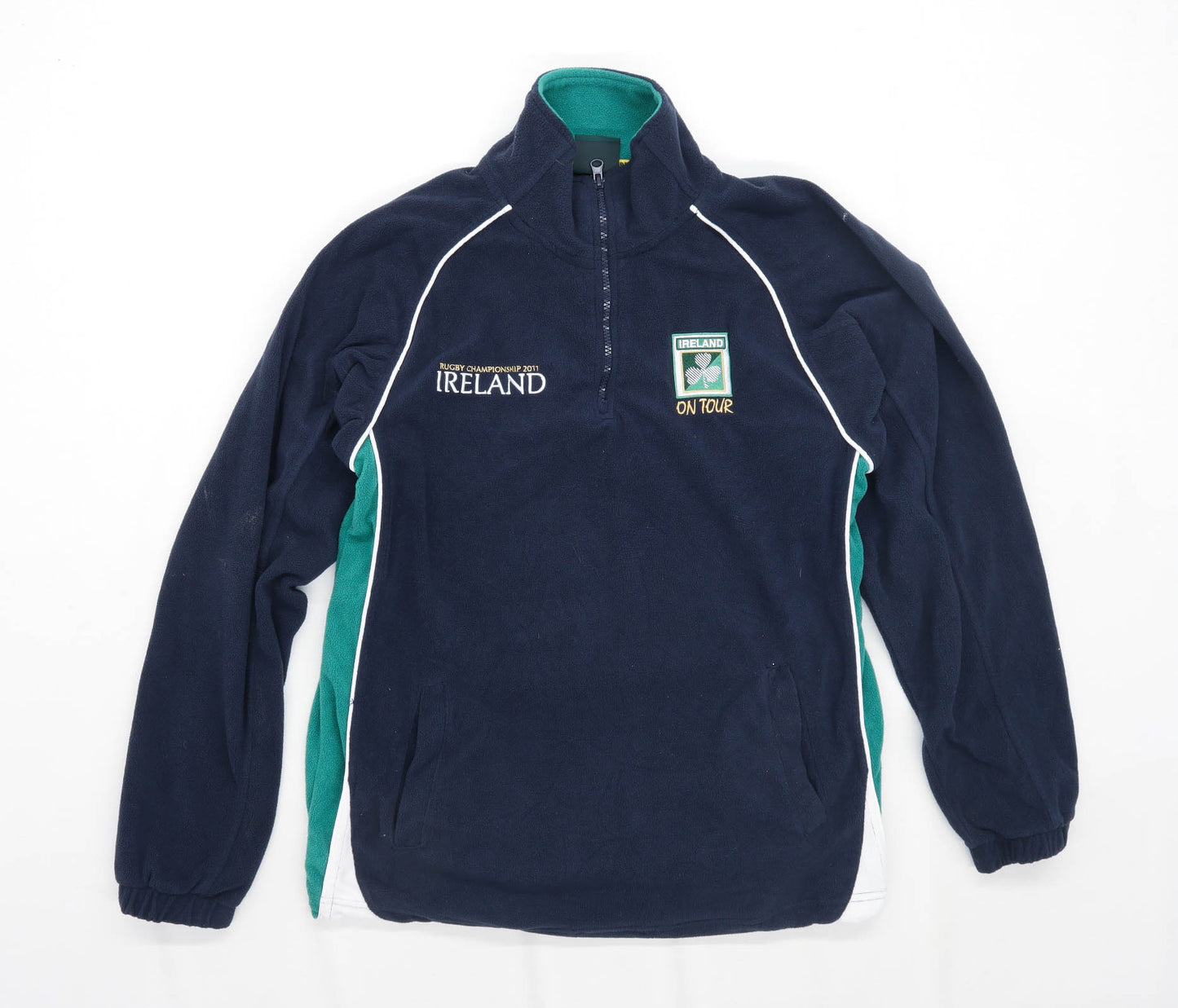 Ireland Rugby Mens Size M Fleece Graphic Blue Quarter Zip Jacket