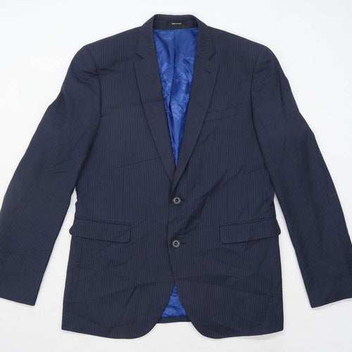 Cedarwood State Mens Striped Blue Suit Jacket 40 Chest (Long)