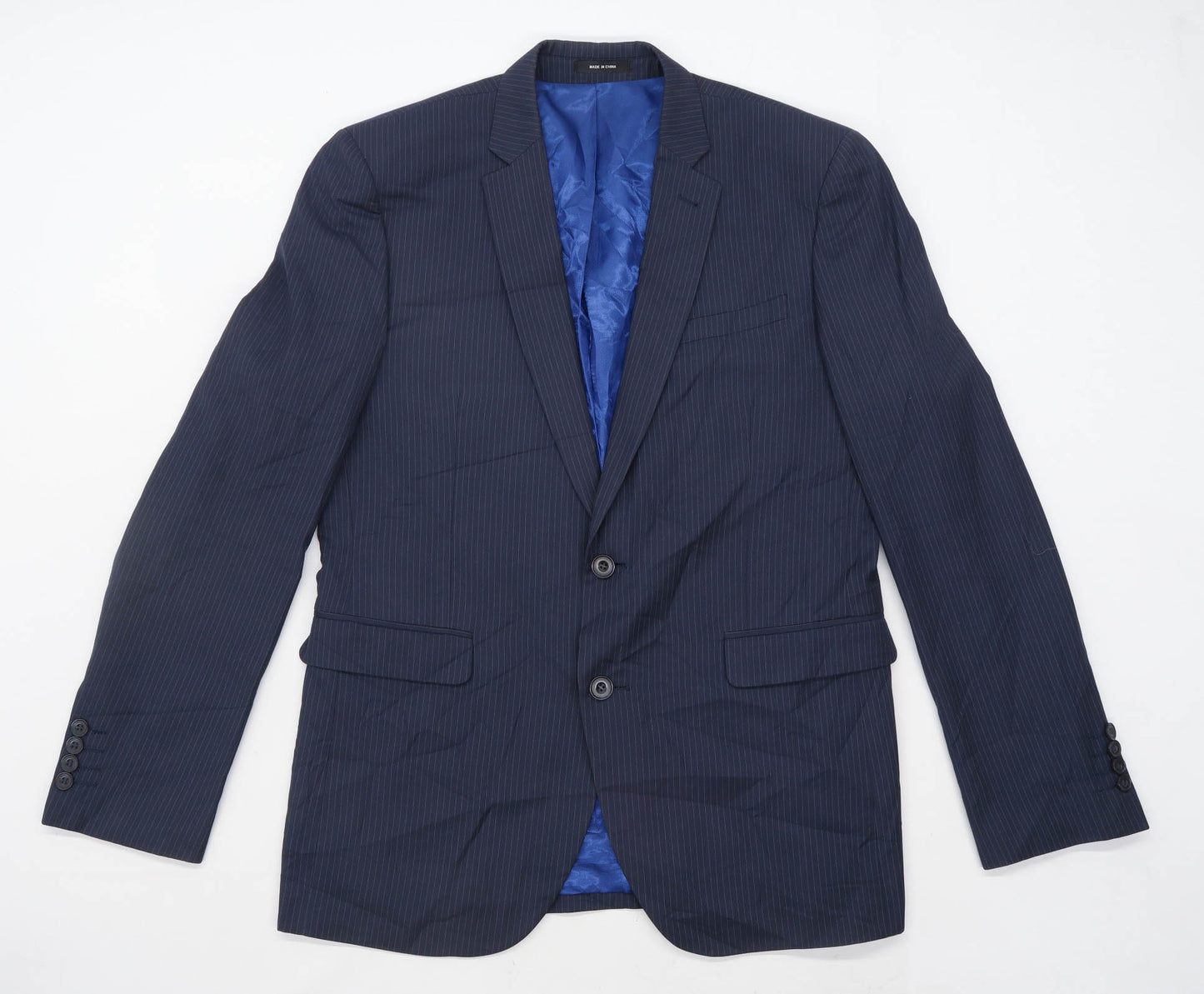 Cedarwood State Mens Striped Blue Suit Jacket 40 Chest (Long)