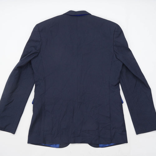 Cedarwood State Mens Striped Blue Suit Jacket 40 Chest (Long)