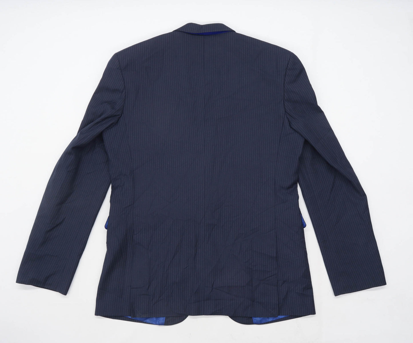 Cedarwood State Mens Striped Blue Suit Jacket 40 Chest (Long)