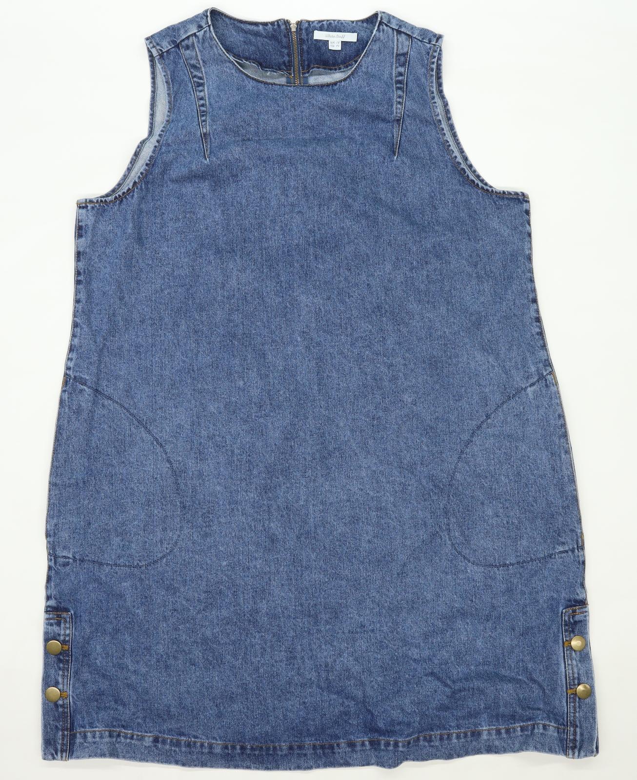 White Stuff Womens Size 18 Denim Blue Shift Dress (Regular)