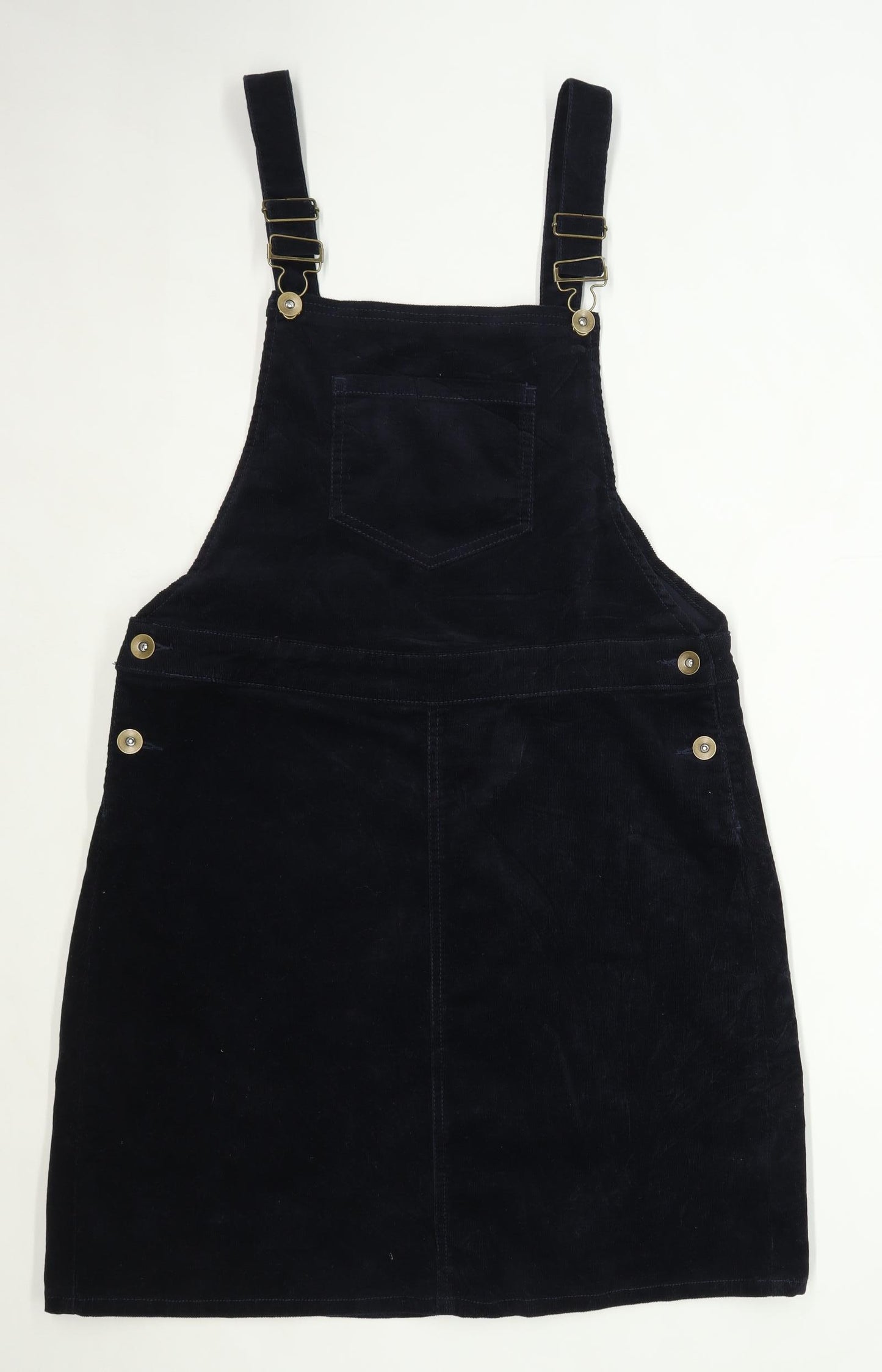 TU Womens Size 12 Textured Corduroy Strappy Blue Pinafore Dress (Regular)