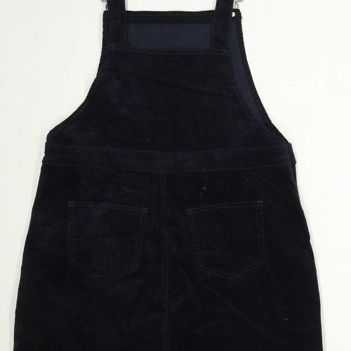 TU Womens Size 12 Textured Corduroy Strappy Blue Pinafore Dress (Regular)