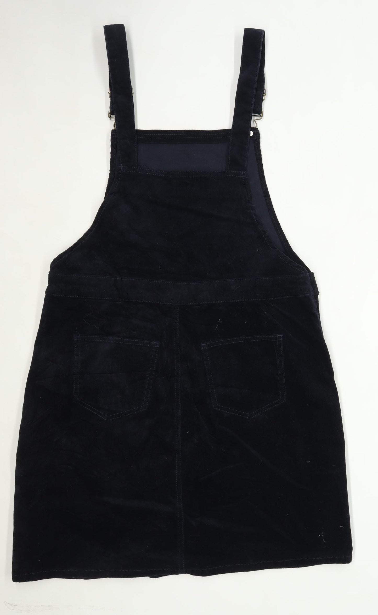 TU Womens Size 12 Textured Corduroy Strappy Blue Pinafore Dress (Regular)