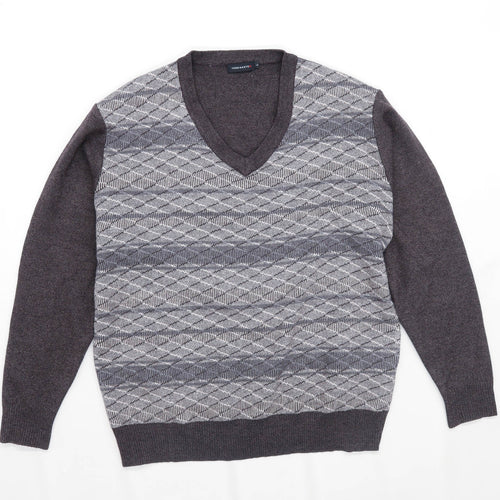 Todd Baxter Mens Size L Geometric Grey Jumper