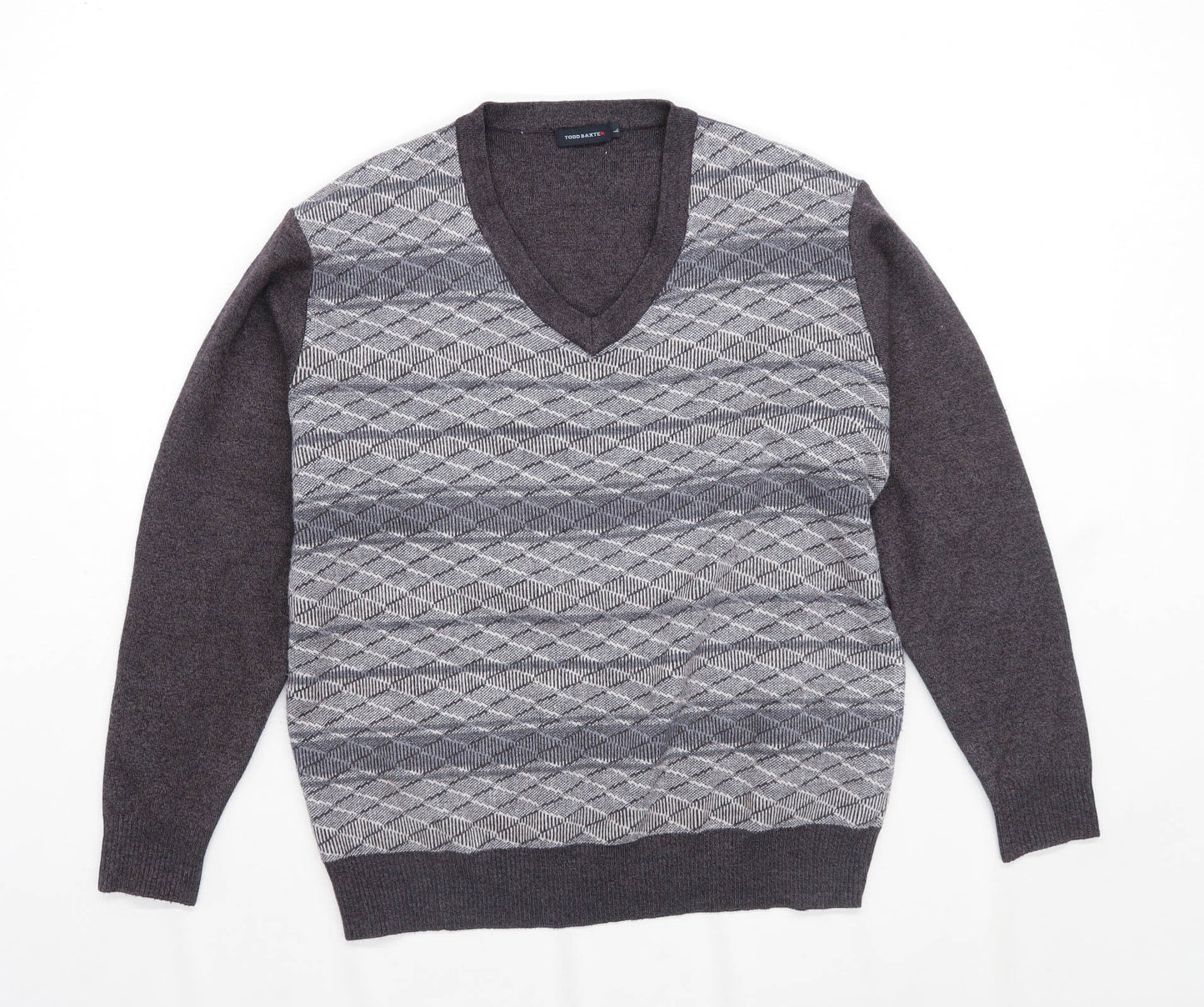 Todd Baxter Mens Size L Geometric Grey Jumper