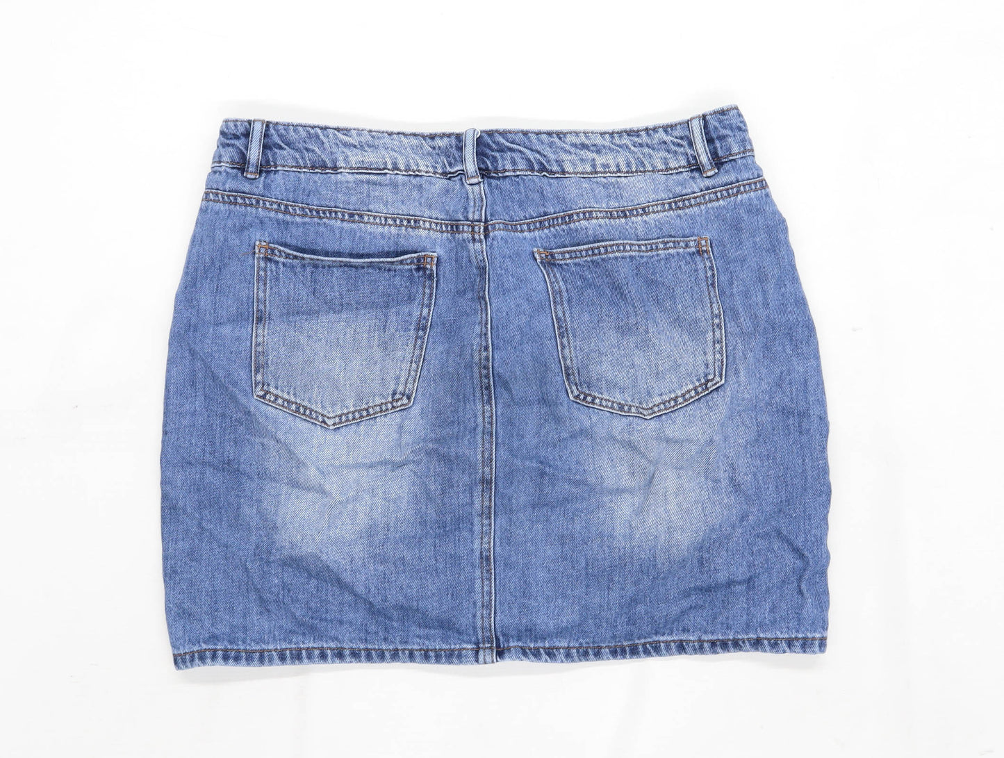 Next Womens Size 14 Denim Blue A-Line Skirt (Regular)