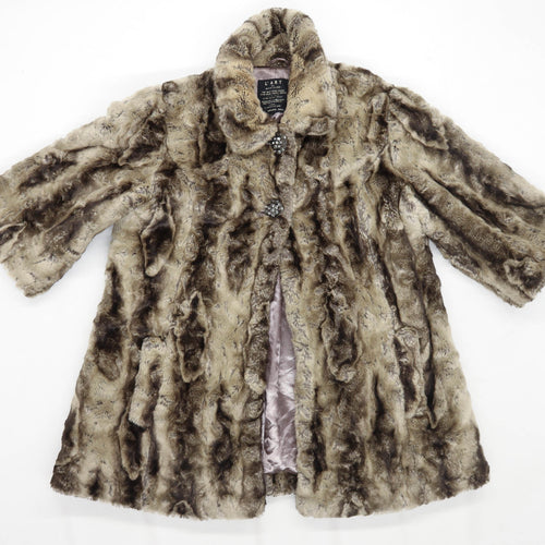 River Island Womens Size 14 Brown Faux Fur Coat