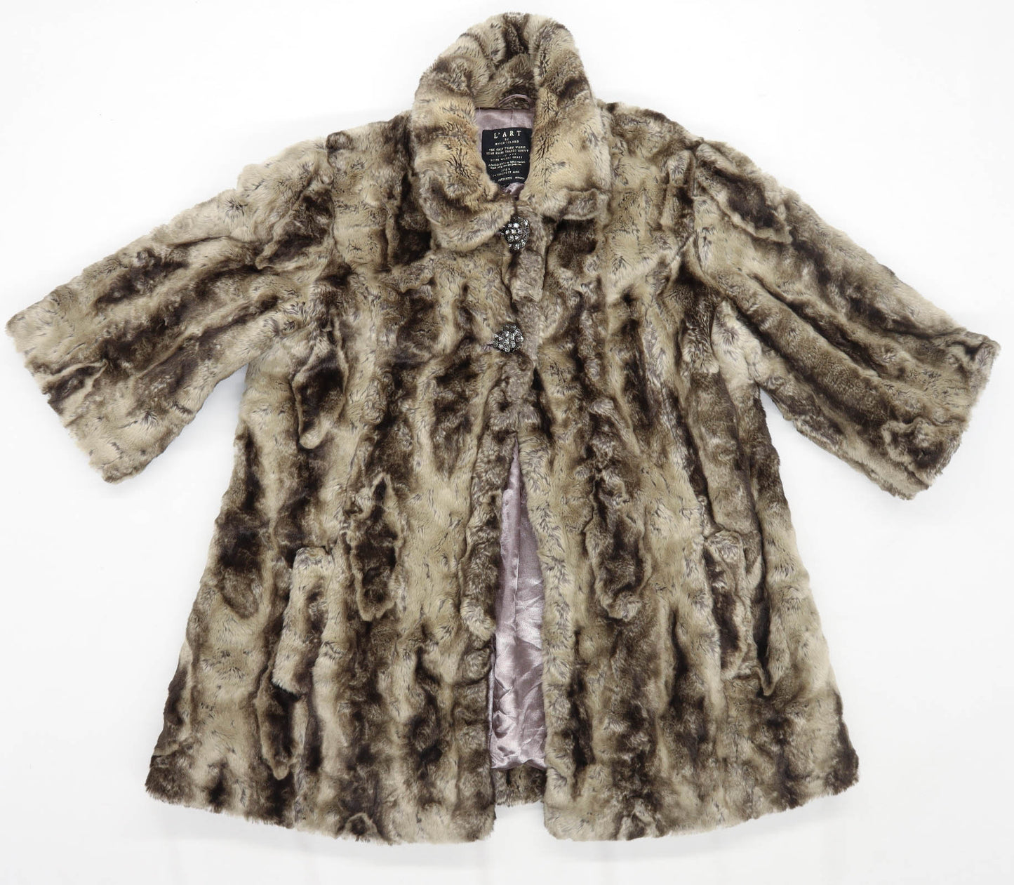 River Island Womens Size 14 Brown Faux Fur Coat