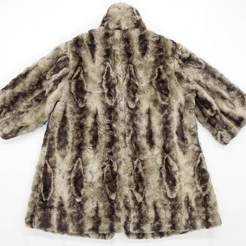 River Island Womens Size 14 Brown Faux Fur Coat