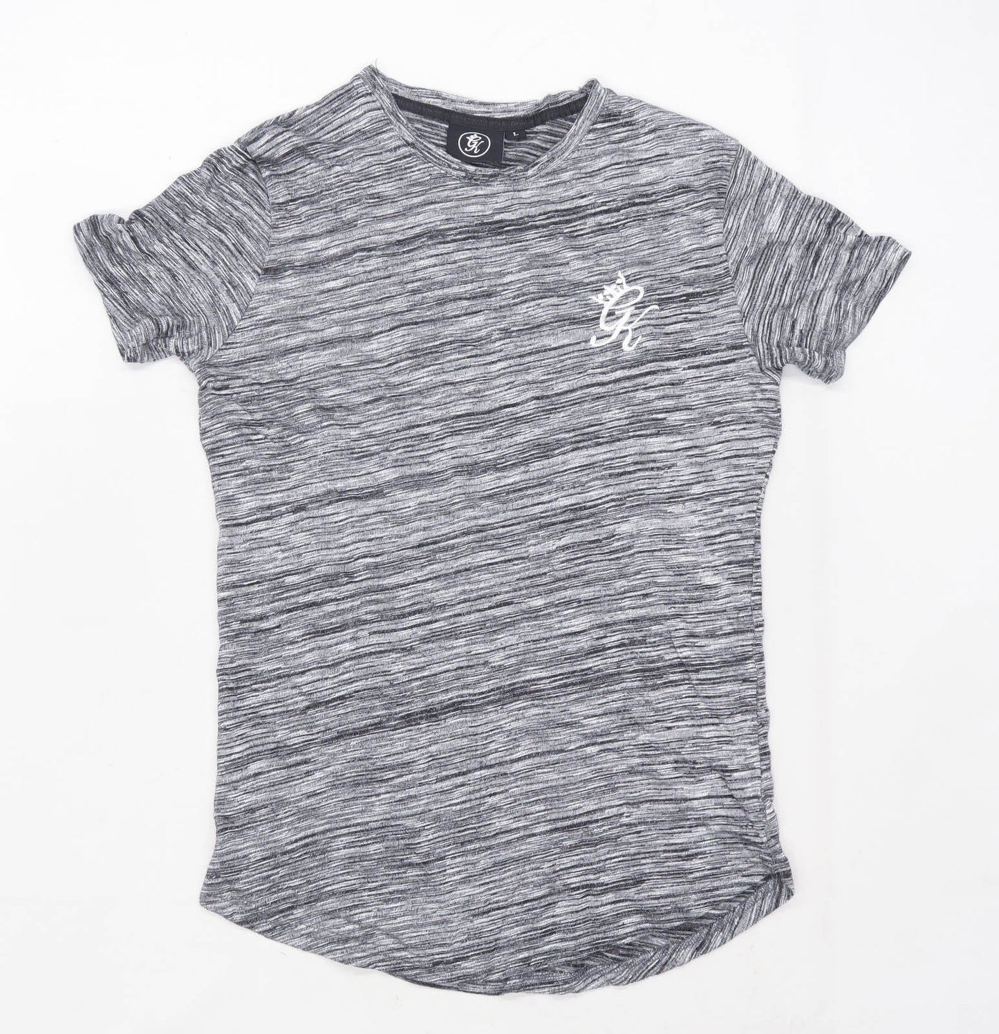 Gym King Mens Size L Striped Grey T-Shirt