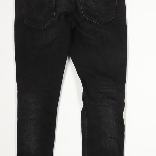 Zara Mens Black Ripped Knee Denim Jeans Size W42/L30