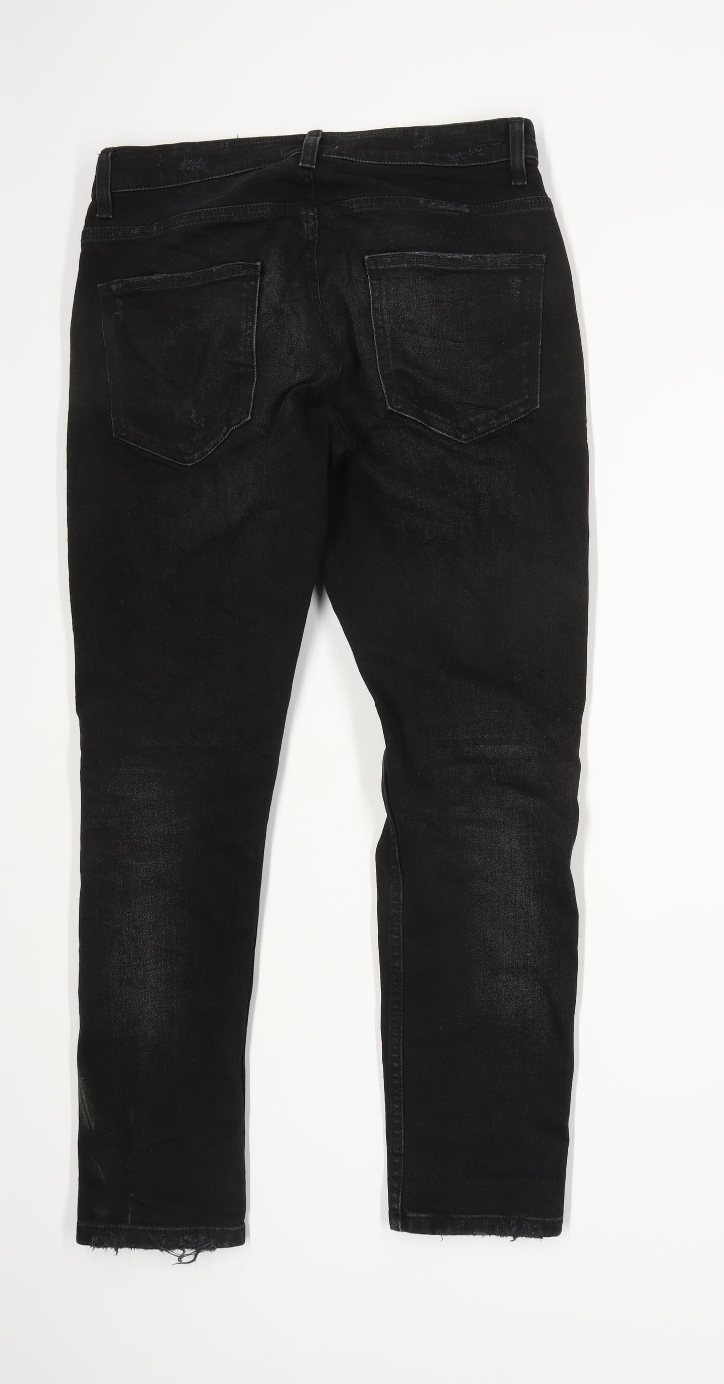 Zara Mens Black Ripped Knee Denim Jeans Size W42/L30
