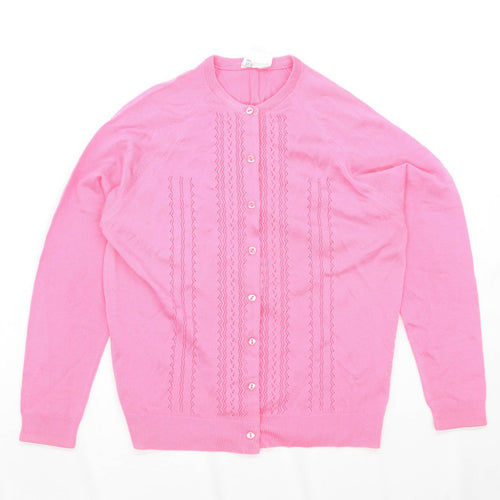 Tricel Womens Size 6 Geometric Pink Cardigan (Regular)