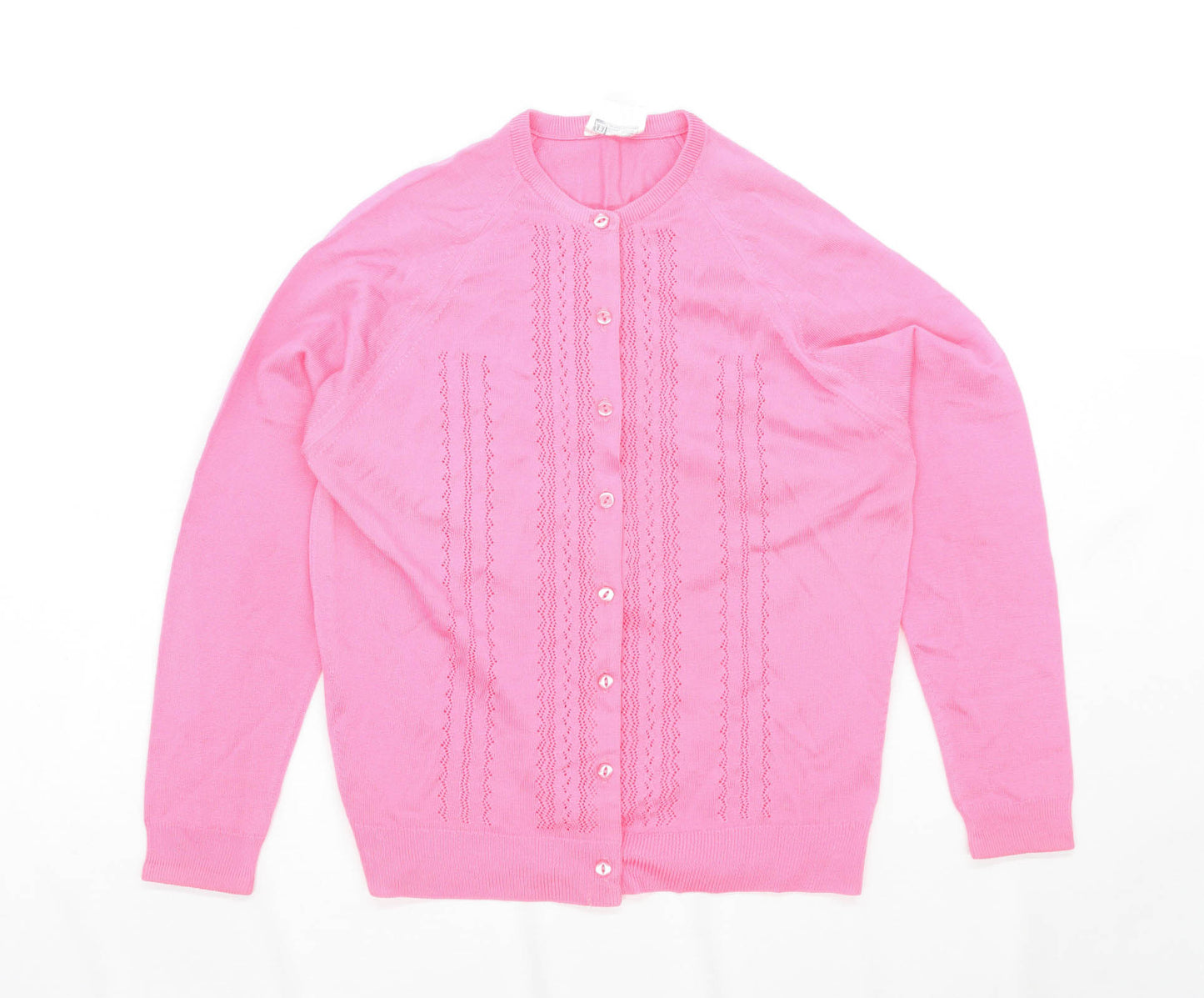 Tricel Womens Size 6 Geometric Pink Cardigan (Regular)