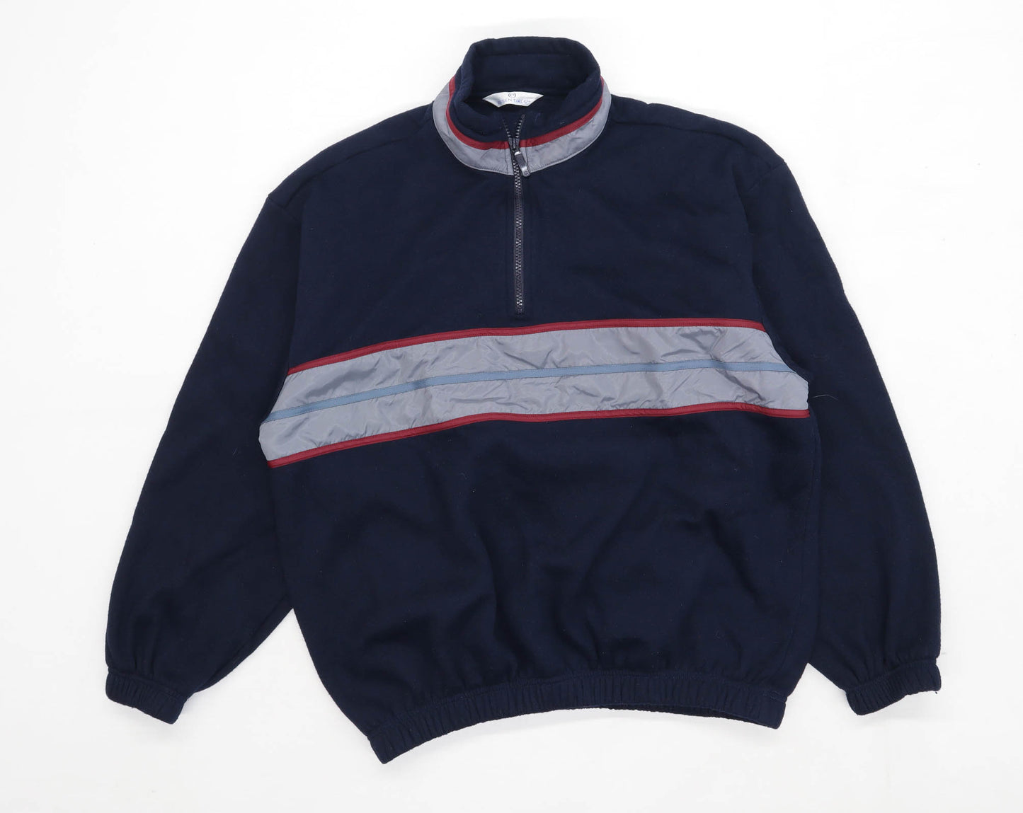 Essentials Mens Size M Fleece Striped Blue Jacket