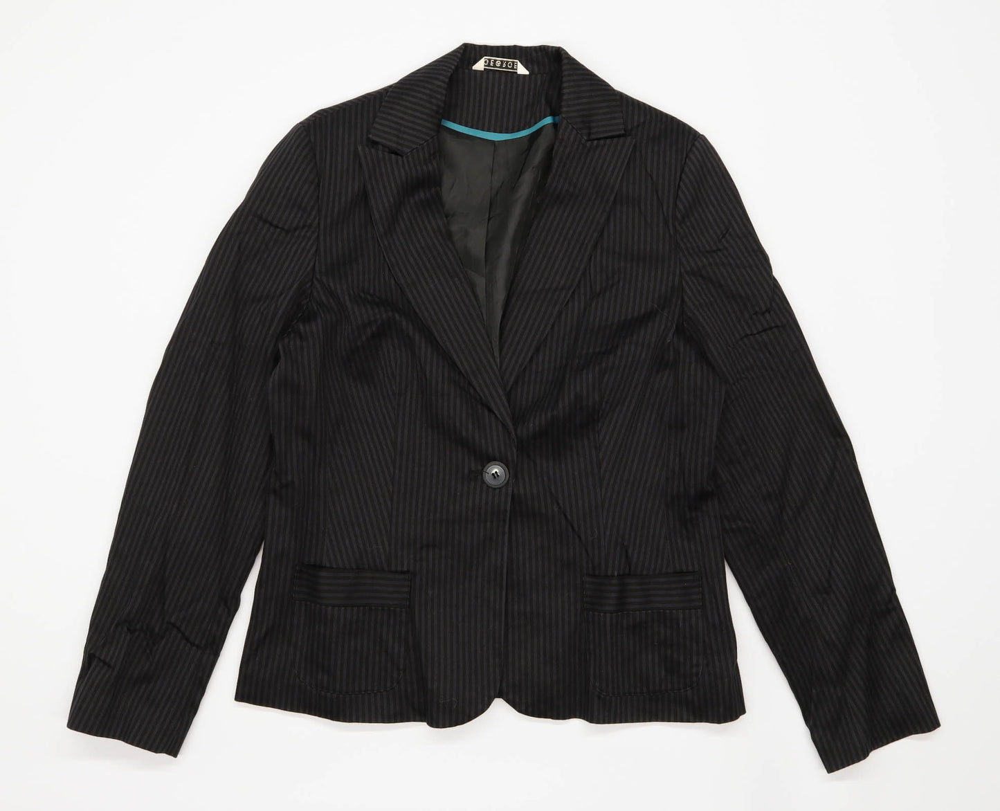 George Womens Size 16 Grey Cotton Blend Striped Suit Jacket (Regular)