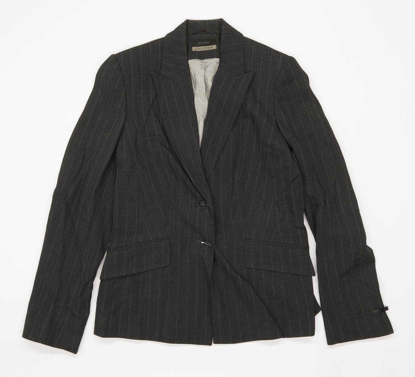 Principles Womens Size 12 Grey Striped Suit Jacket (Regular)