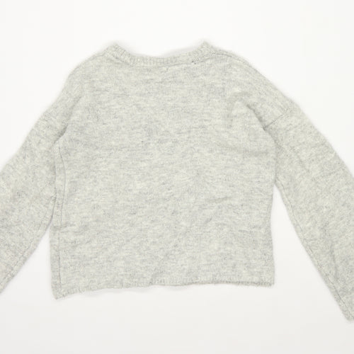 Primark Womens Size 6-8 Grey Bow Sleeve Jumper (Regular)
