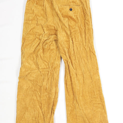 Womens Zara Yellow Corduroy Trousers Size XS/L25